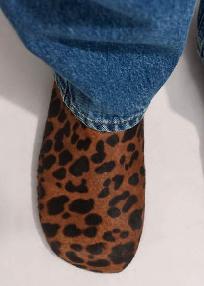Dark Brown Leopard Print Asymmetric Slipper | ME+EM