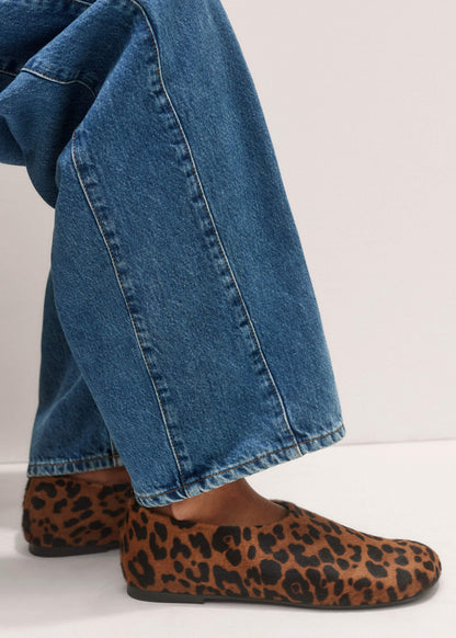 Dark Brown Leopard Print Asymmetric Slipper | ME+EM