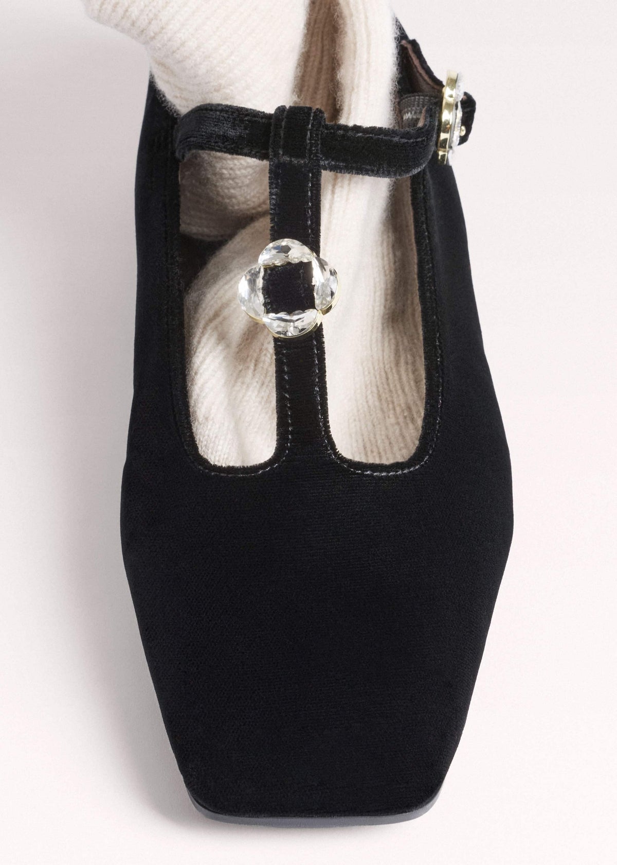 Black Square Toe T-Bar Flat | ME+EM