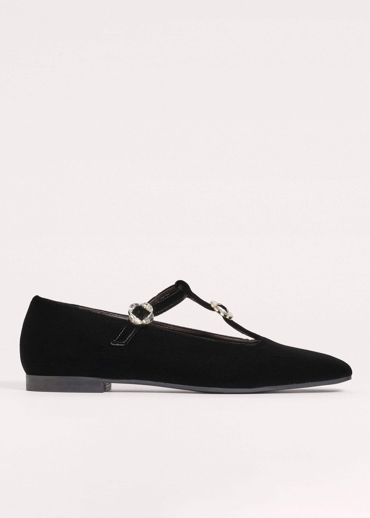 Black Square Toe T-Bar Flat | ME+EM