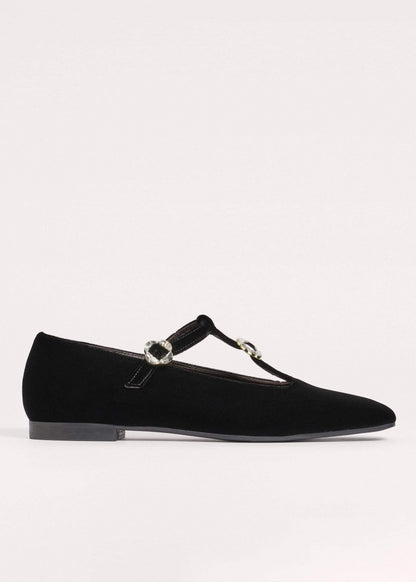 Black Square Toe T-Bar Flat | ME+EM