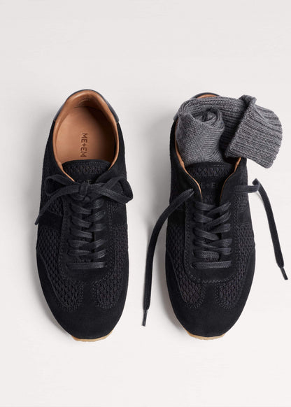Black Mesh Retro Runner Sneaker | ME+EM