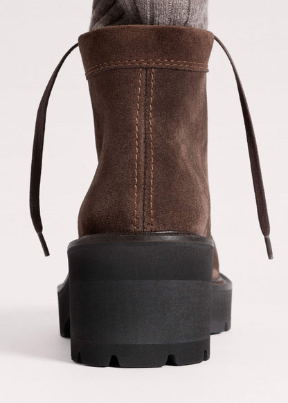 Brown Chunky Lace Up Ankle Boot | ME+EM