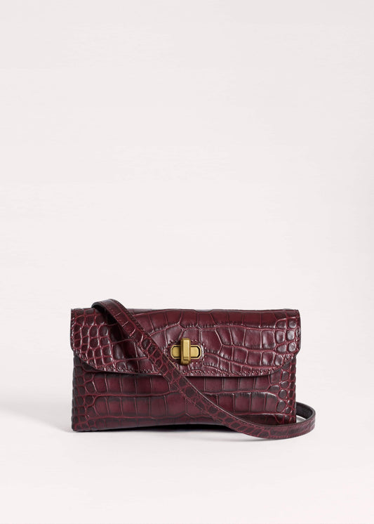 Red Red Leather Croc Print Small Pouch | ME+EM