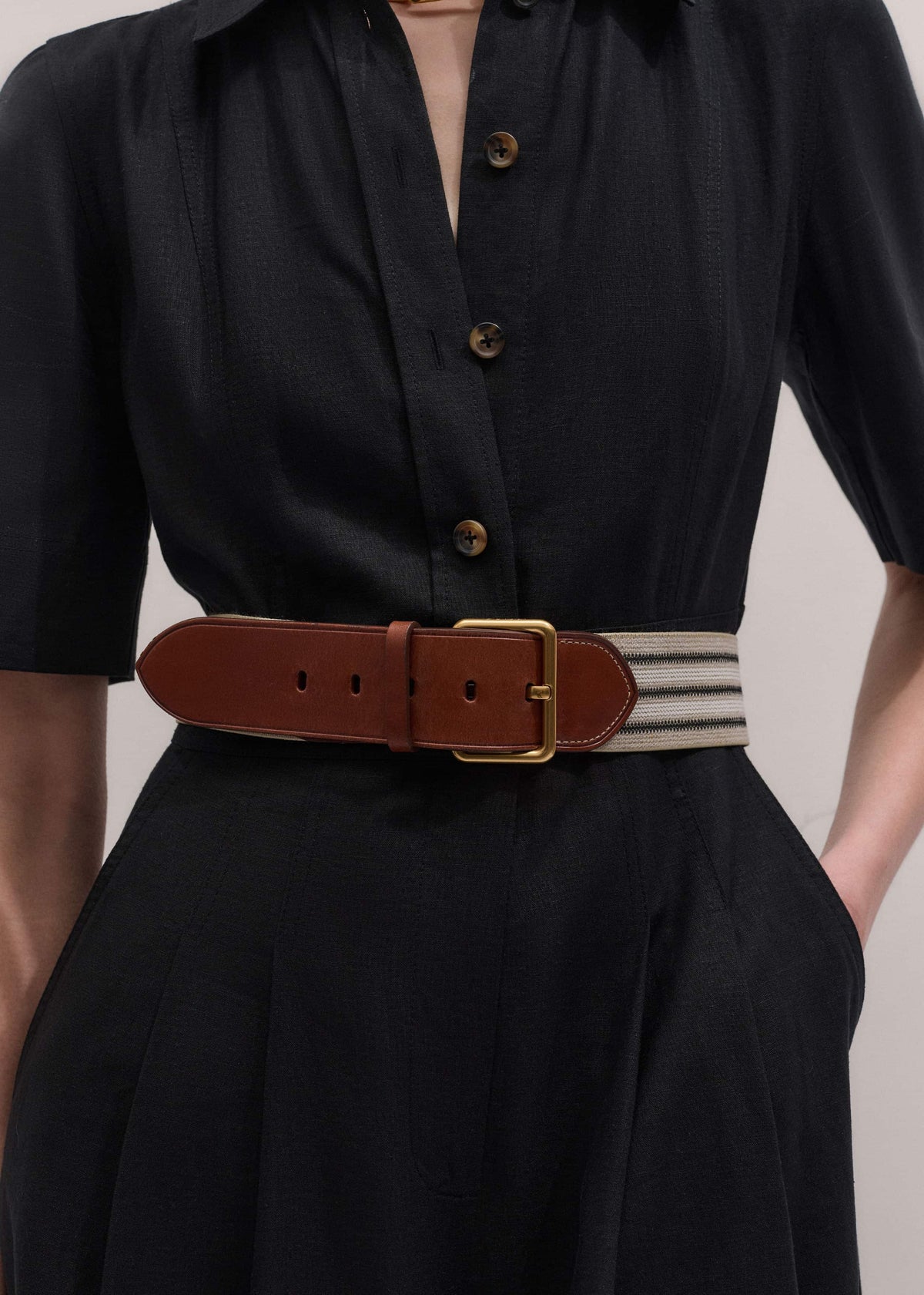 Cream Wide Elastic Belt | ME+EM