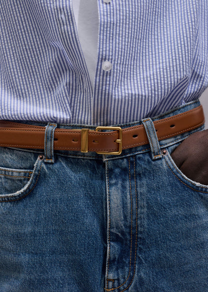 Dark Brown Buttercream Reversible Belt | ME+EM