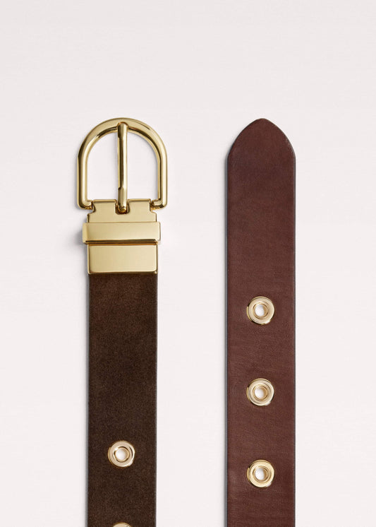 Brown Eyelet Reversible Belt | ME+EM