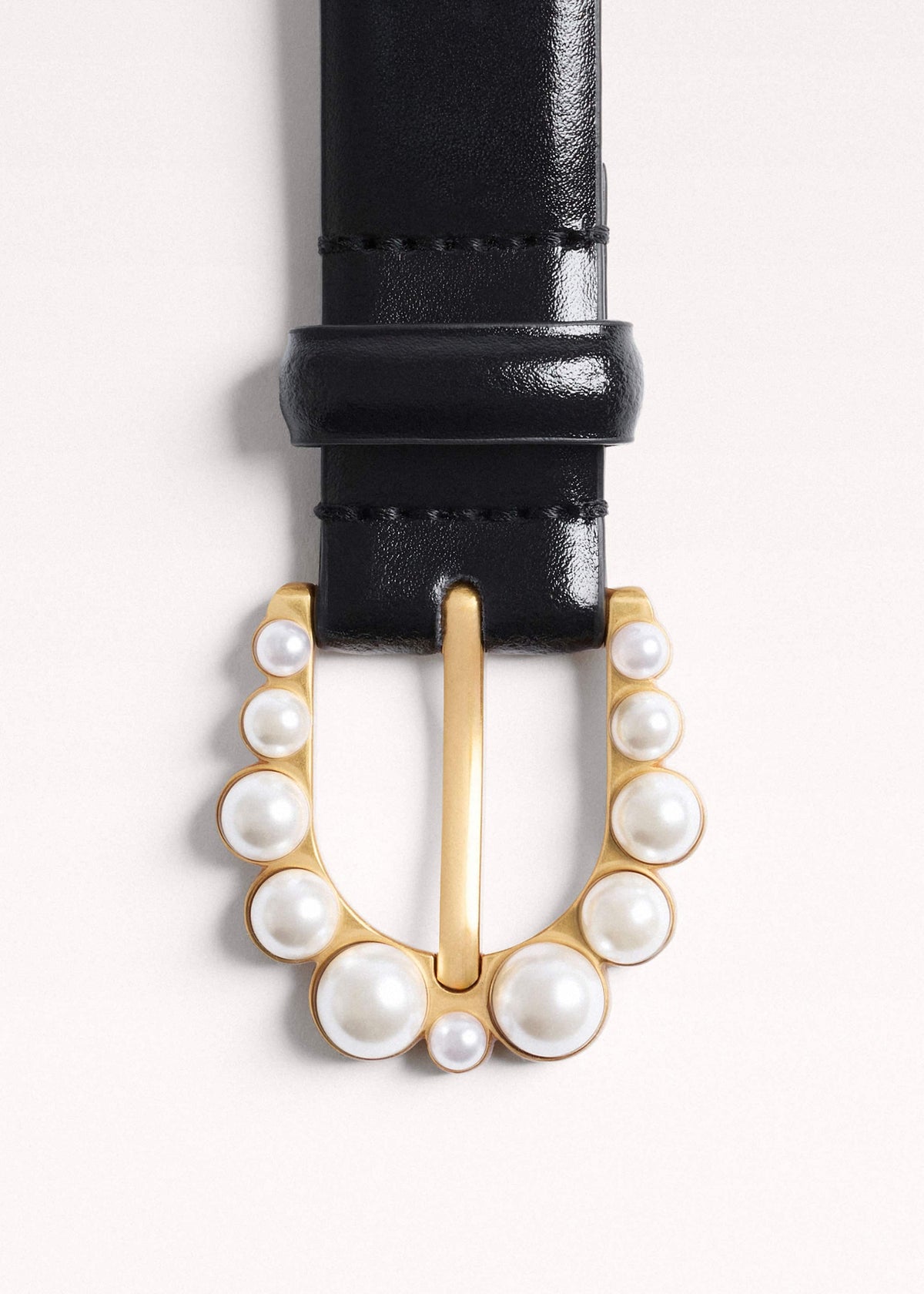 Black Faux Pearl Buckle Belt | ME+EM