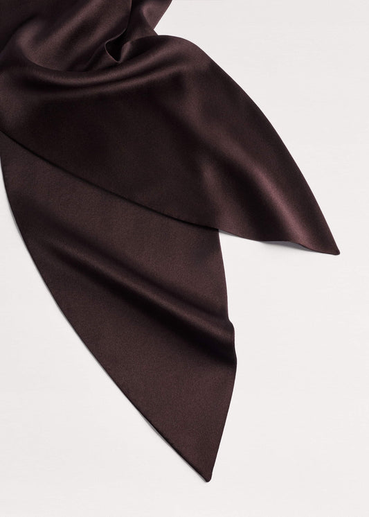 Brown Silk Satin Evening Scarf | ME+EM