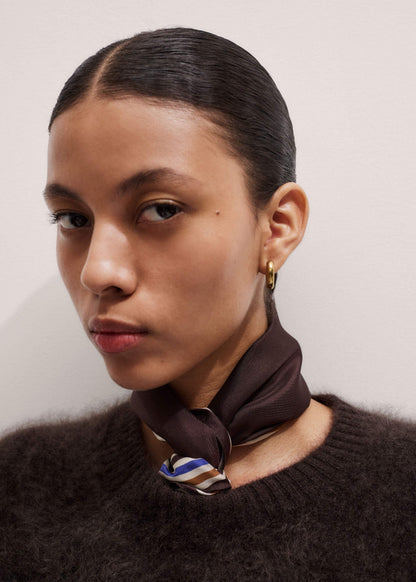 Brown Striped Silk Multi-Border Scarf | ME+EM